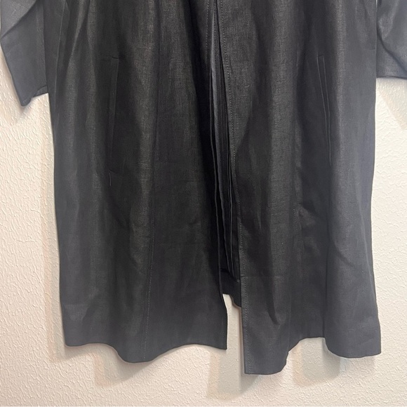 Talbots Woman 2X Pure Irish Linen Long Blazer Coat Topper Black Single Button - Picture 3 of 11